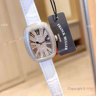 Copy Franck Muller Galet Oval Roman Women's Watches Pave-Diamond Case